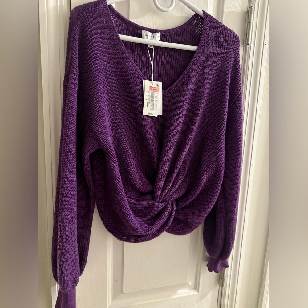 Lucy Paris Purple V-Neck Sweater
